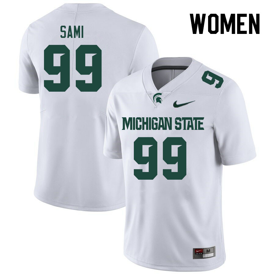 Women #99 Jalen Sami Michigan State Spartans College Football Jerseys Stitched Sale-White